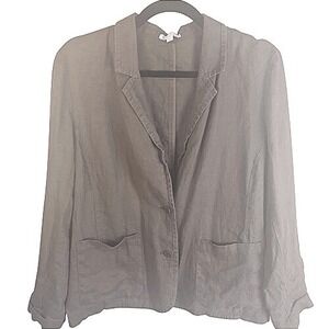 Eileen Fisher Linen Women's Taupe Blazer Size Medium Lightweight Casual Workwear